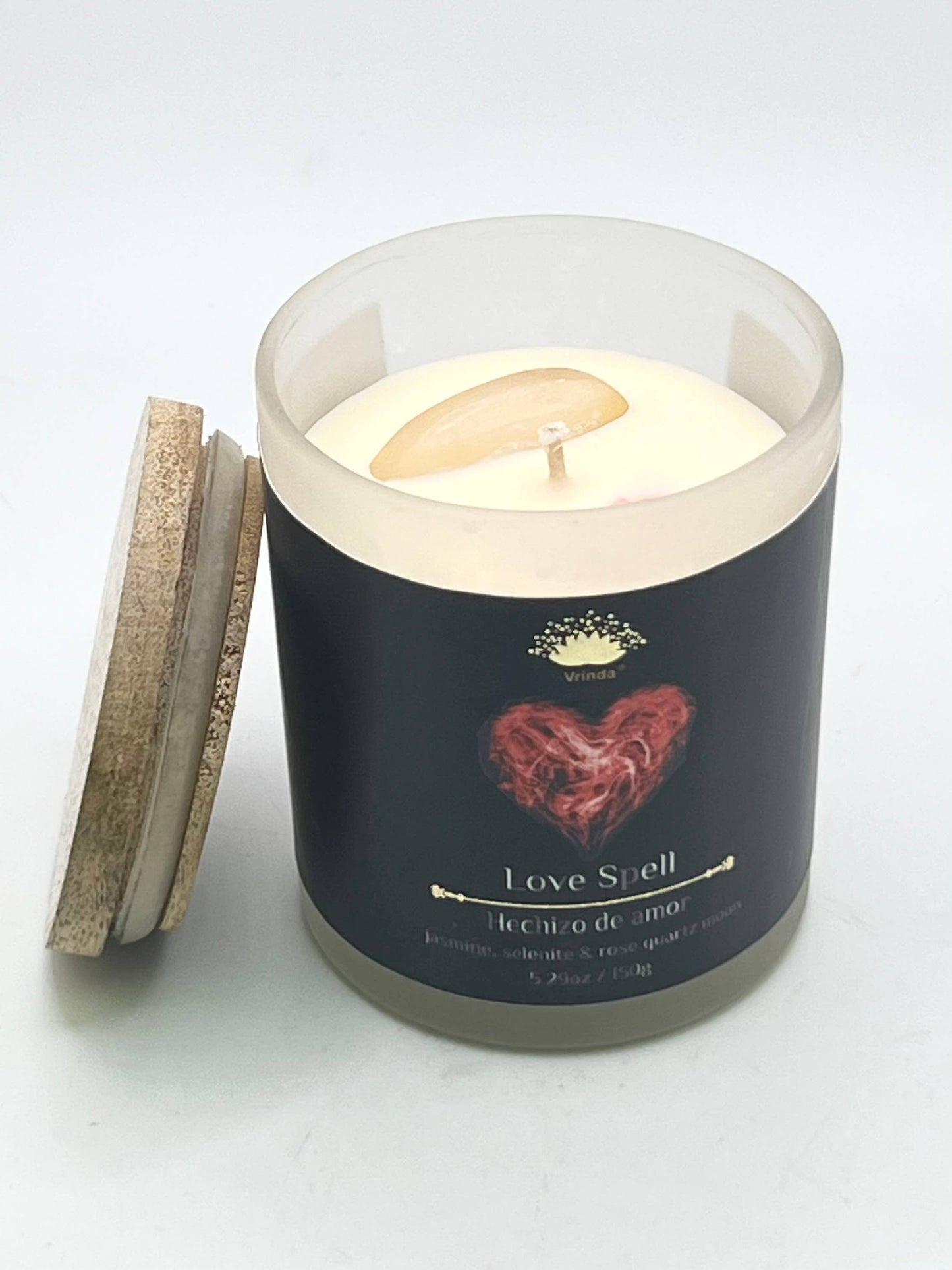 Love Spell Soy Glass Candle With Crystals and Herbs