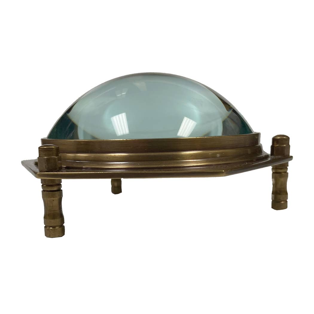Antiqued Brass Hexagonal Dome Magnifier