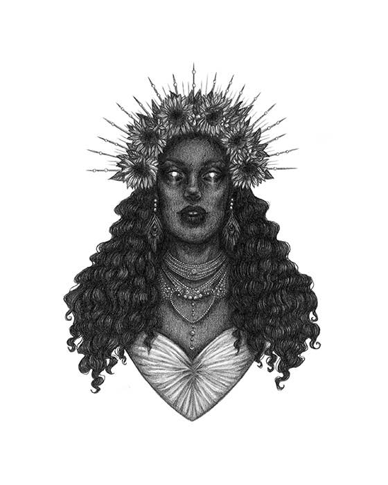 Oshun, Yoruban Orisha Of Love Abundance Fine Art Print (5" x 7")
