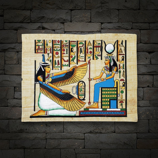 Egyptian Maat/Isis Hand Painted Papyrus (8" x 10")
