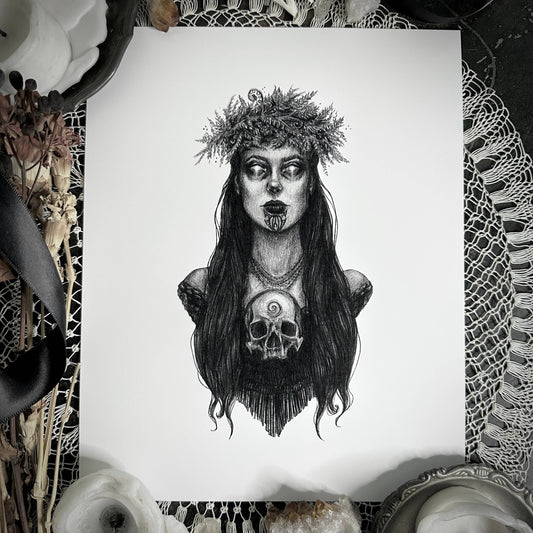 Hine Nui Te Pō, Māori Goddess Of Death Fine Art Print (5" x 7")