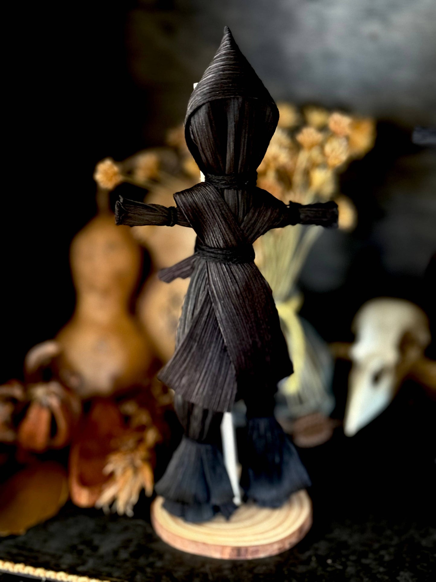Ritual Corn Husk Doll With Smock And Hood