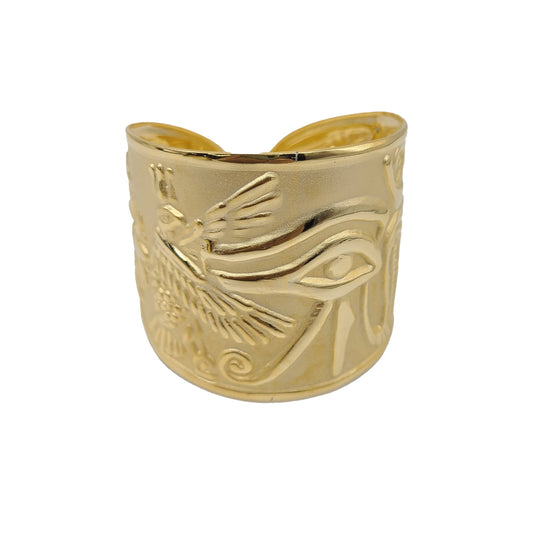Wide Egyptian Eye Gold Plated Bracelet
