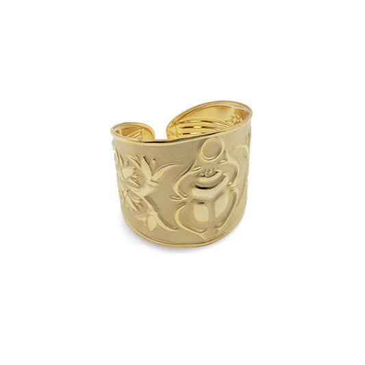 Wide Scarab Bangle Gold Plated Ring