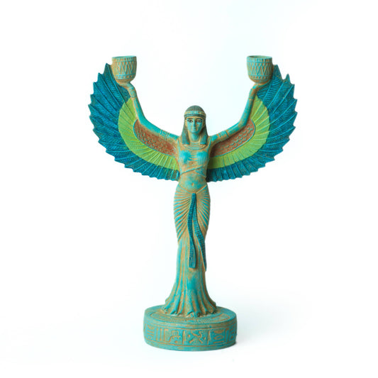 Egyptian Winged Isis Candlestick Holder (13")