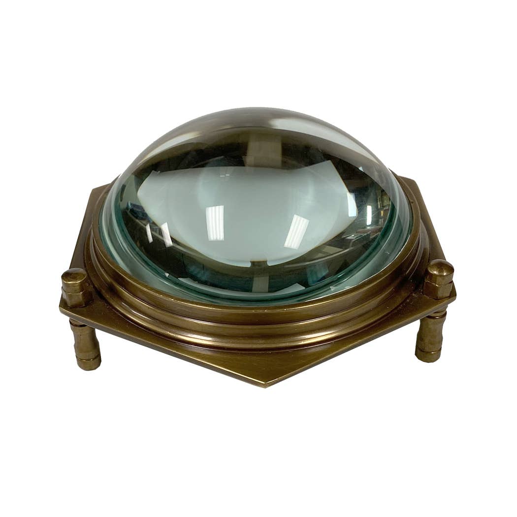 Antiqued Brass Hexagonal Dome Magnifier