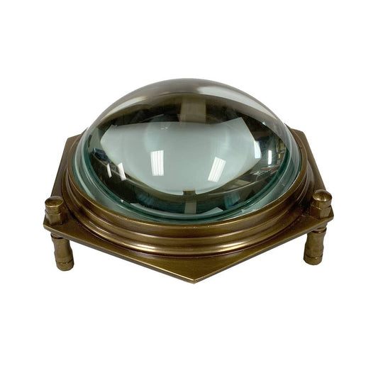 Antiqued Brass Hexagonal Dome Magnifier