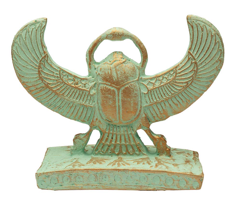 Egyptian Winged Scarab Double Sided Statue (4")