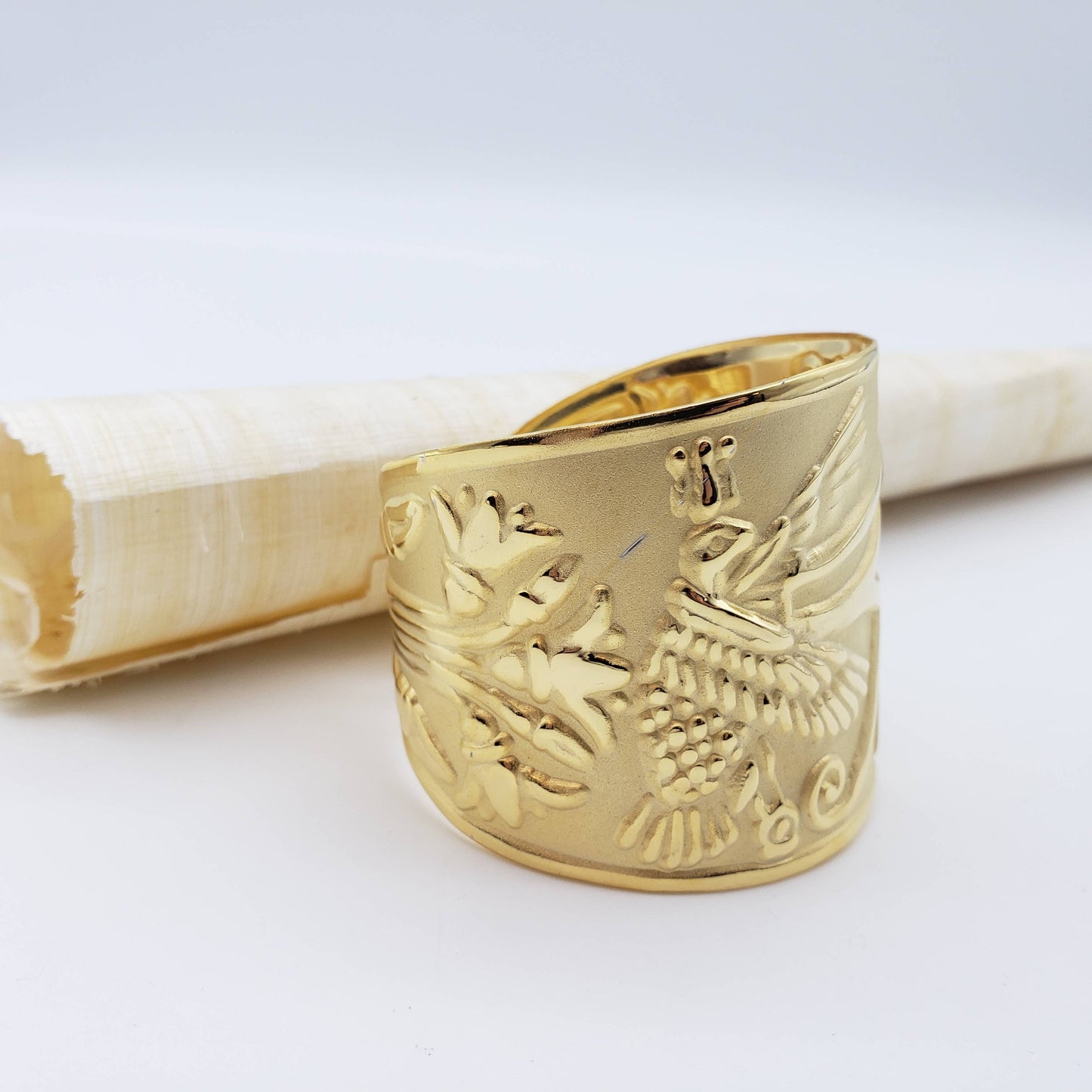 Wide Egyptian Eye Gold Plated Bracelet