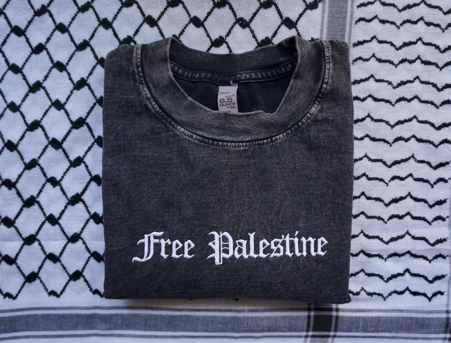 "Free Palestine" Embroidered T-Shirt