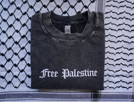 "Free Palestine" Embroidered T-Shirt