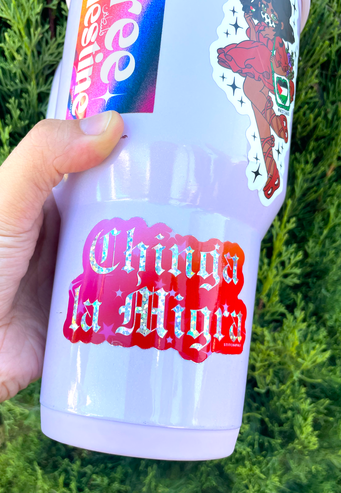 Chinga La Migra Glitter Sticker (3")