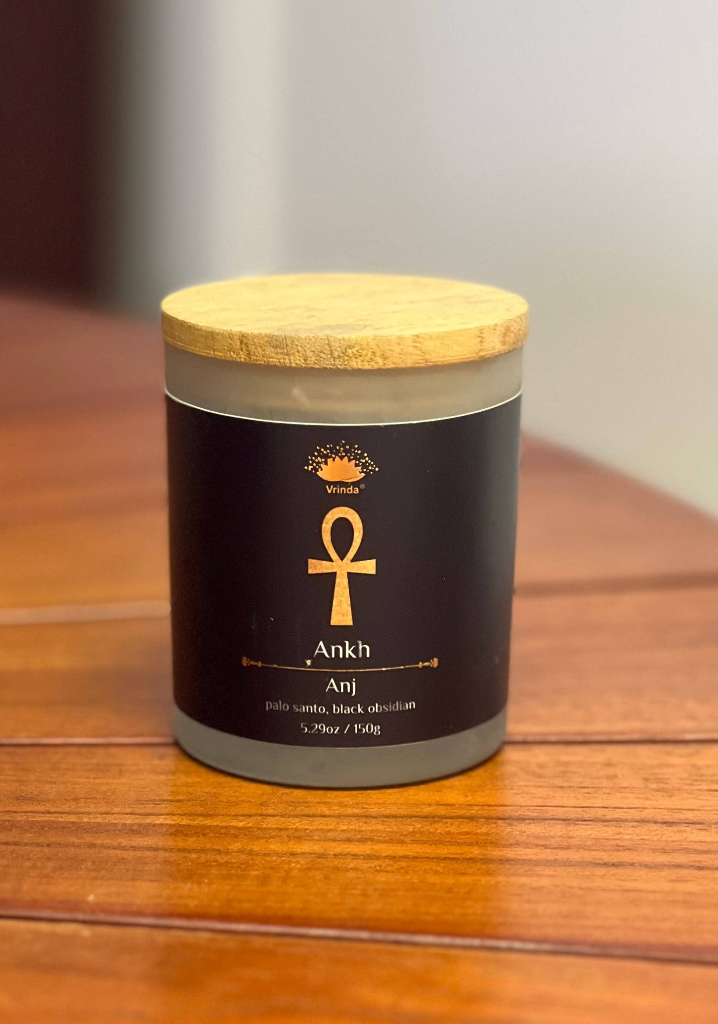 Ankh Soy Glass Candle With Crystals and Herbs