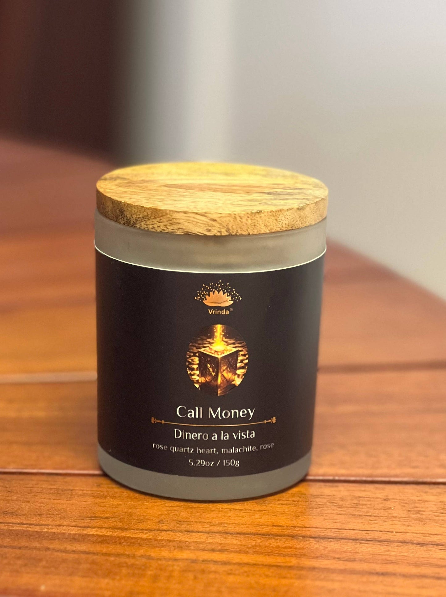 Call Money Soy Glass Candle With Crystals and Herbs