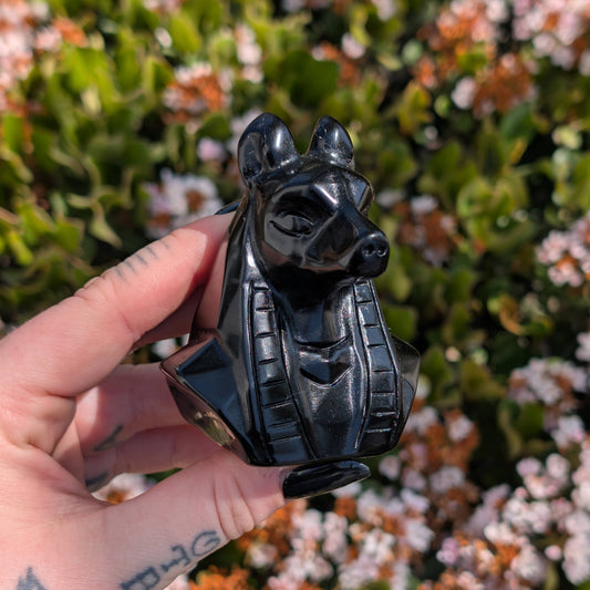 Obsidian Anubis Bust Carving