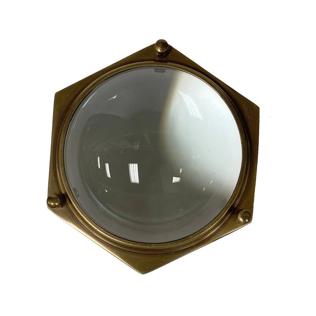 Antiqued Brass Hexagonal Dome Magnifier