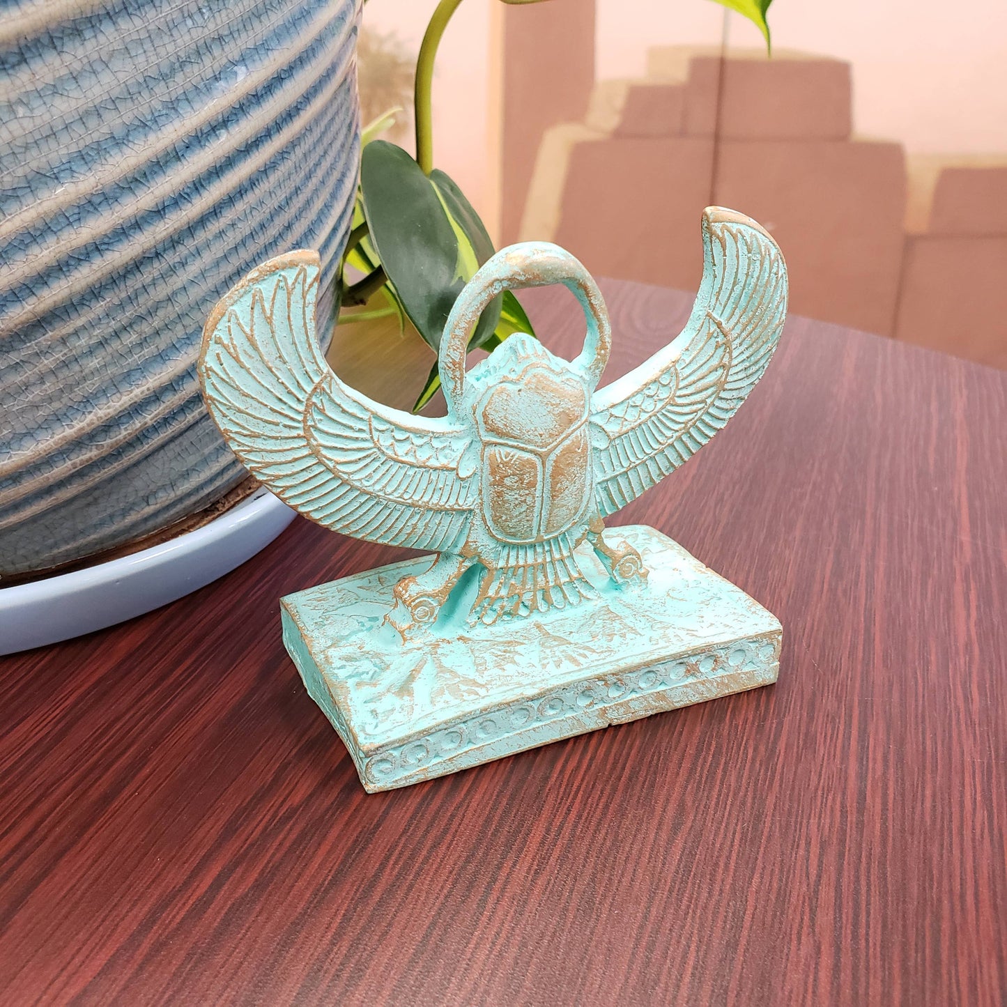 Egyptian Winged Scarab Double Sided Statue (4")