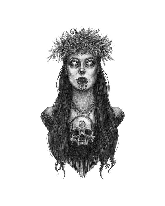 Hine Nui Te Pō, Māori Goddess Of Death Fine Art Print (5" x 7")