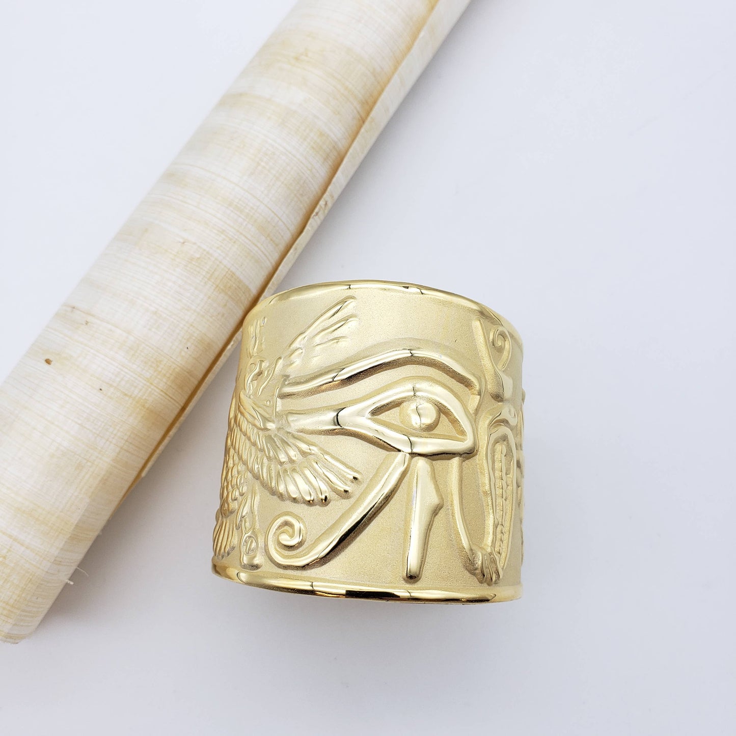 Wide Egyptian Eye Gold Plated Bracelet