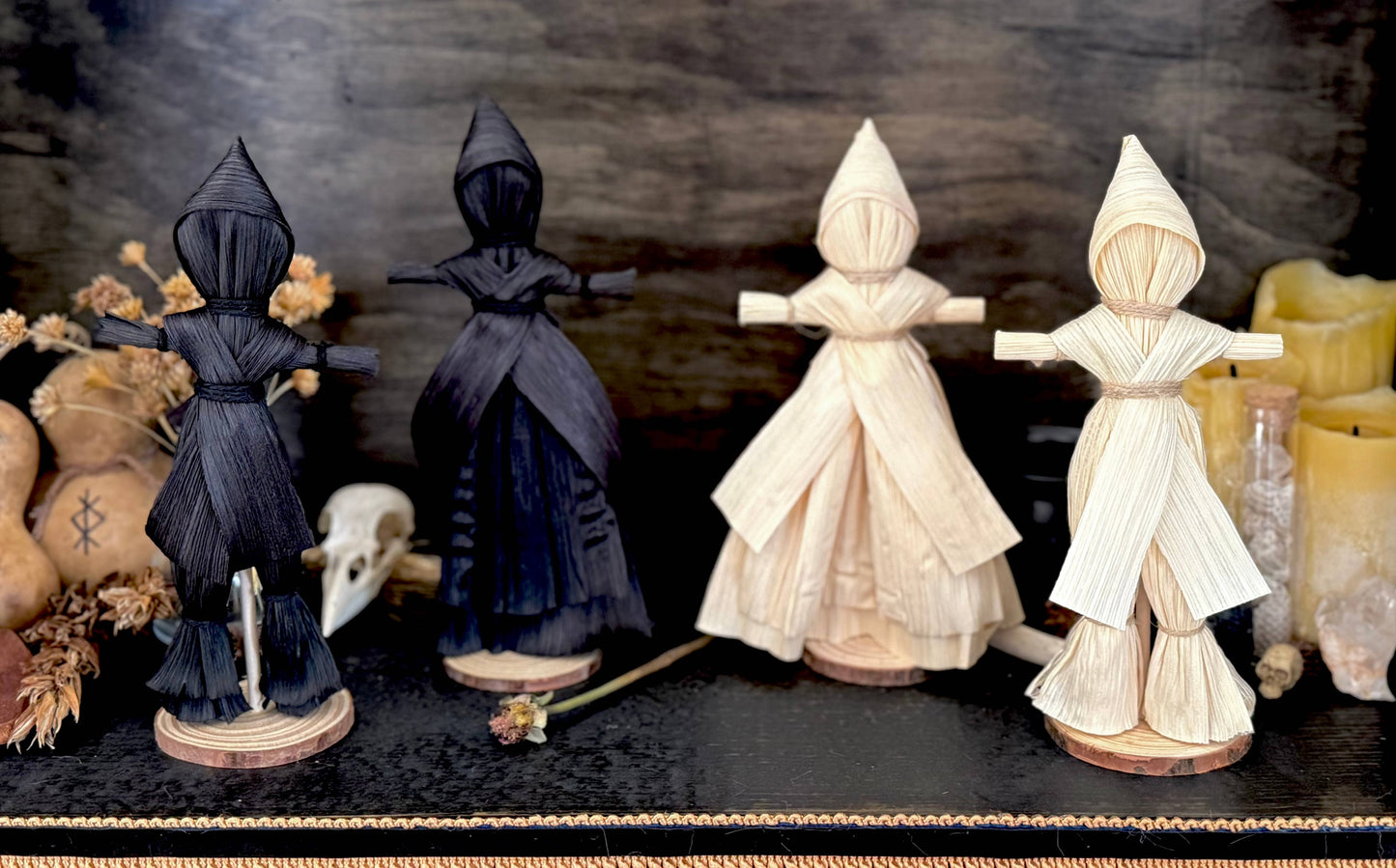 Ritual Corn Husk Doll With Smock And Hood
