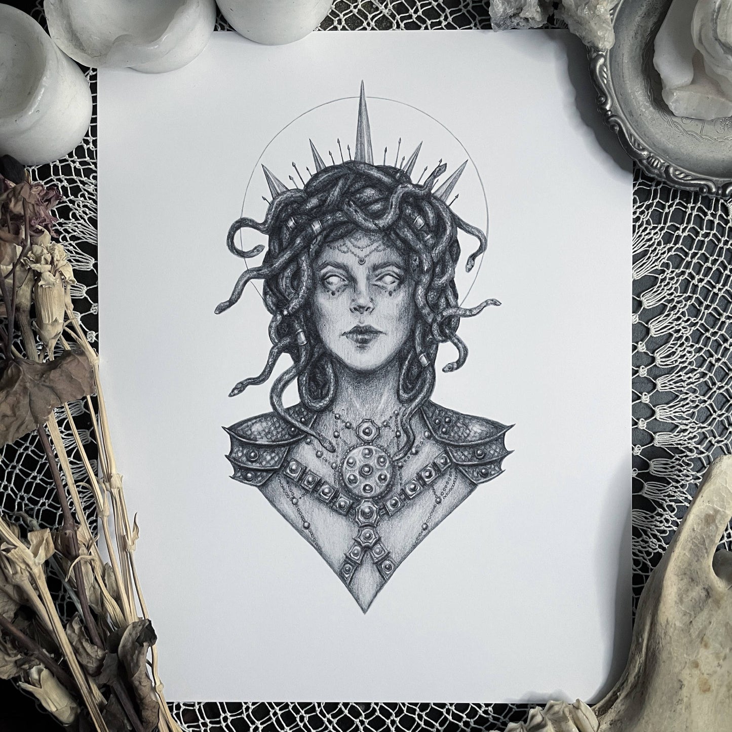 Medusa, Gorgon Greek Mythology Fine Art Print (5" x 7")