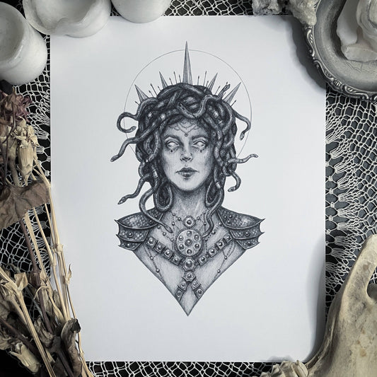 Medusa, Gorgon Greek Mythology Fine Art Print (5" x 7")